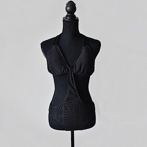 Sexy black cut out one piece with lace detailing